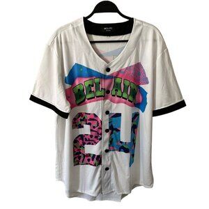 Molpe Bel Air 23 Graphic Tee Shirt Adult XL White Button Up Double Side Jersey
